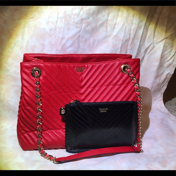 Red Victoria’s Secret bag with black wallet - Picture 2 of 3